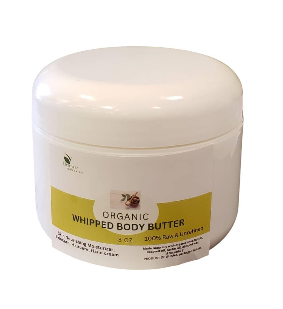 Organic Shea Whipped Body Butter 8oz - Deeper Moisturizer for Dry Skin